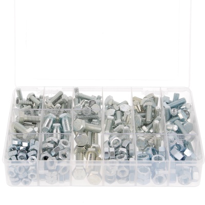 Caja de 292 CH + Tuercas M8-M10-M12 Acero 8.8 Galvanizado Blanco Din 933